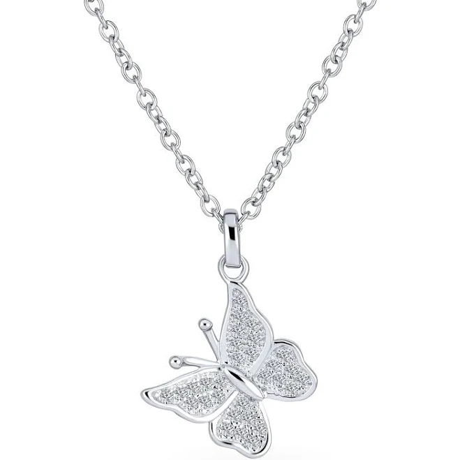 accessory Bling Jewelry Women's Sterling Silver Micro Pave CZ Butterfly Charm Pendant Necklace BlingJewelry.com $32.99