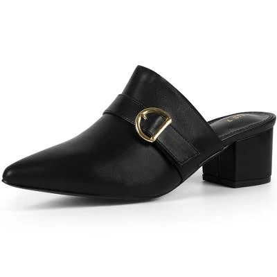 shoes Blissful Step Women's Pointed Toe Slip On Chunky Heel Mules Target $47.79
