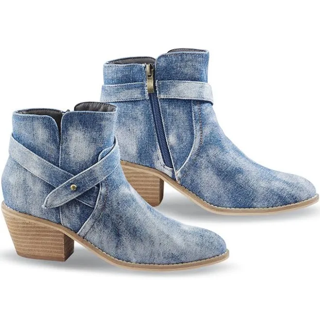 shoes Blue-Jean Washed-finish Pull-On Booties Back in the Saddle $79.95