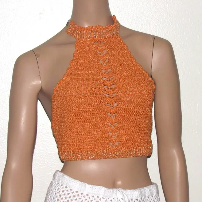 halter top Boho Festival Crochet Halter Crop Top Etsy - Janevadesigns $60