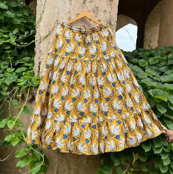 skirt Boho Floral Cotton Tiered Skirt Etsy - Seller $32.39