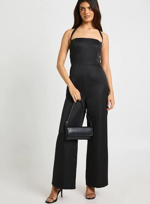 jumpsuit Boohoo Women's Premium Satin Halterneck Wide Leg Jumpsuit boohoo USA $50.4