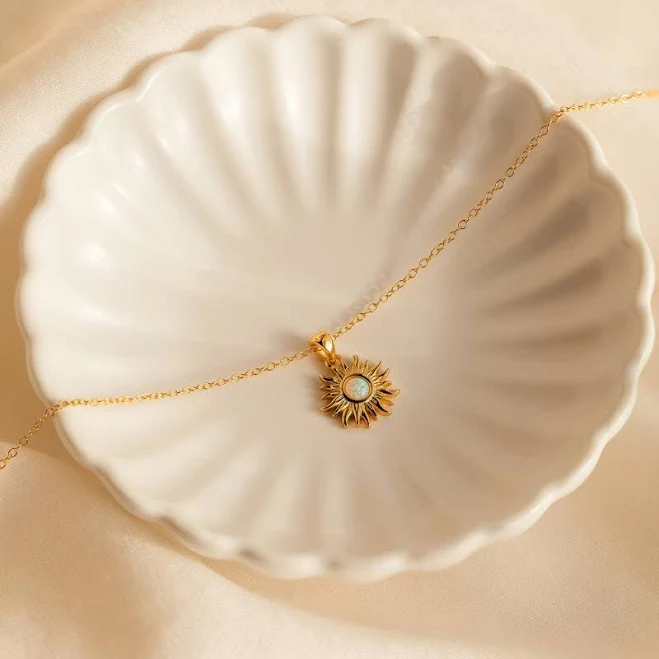accessory Caitlyn Minimalist Dainty Opal Sun Pendant Necklace Caitlyn Minimalist $27