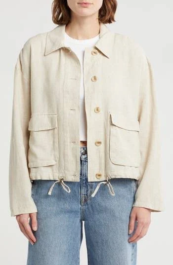 outerwear Caslon Linen Blend Utility Shirt Jacket Nordstrom Rack $44.97