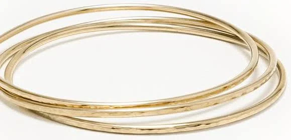 accessory Celebration Bangles Dainty Minimalist Hammered Gold Bangle Set of 3 Etsy - IrresistiblyMinimal $153.74