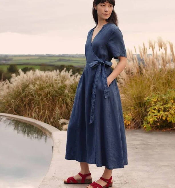 dress Celtic & Co. Women's Linen Blend Wrap Midi Dress Celtic & Co. $240