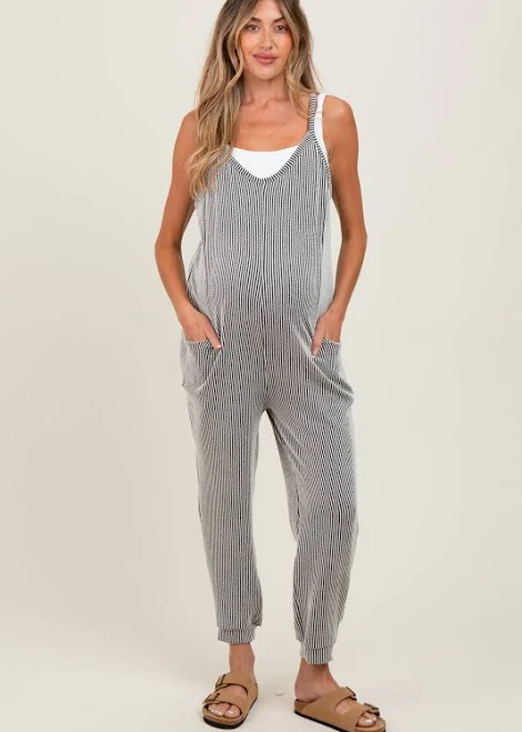 jumpsuit Charcoal Ribbed Sleeveless Maternity Jumpsuit PinkBlush Maternity $68
