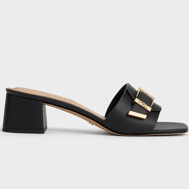shoes Charles & Keith Whitney Leather Heeled Mules charleskeith.com $119