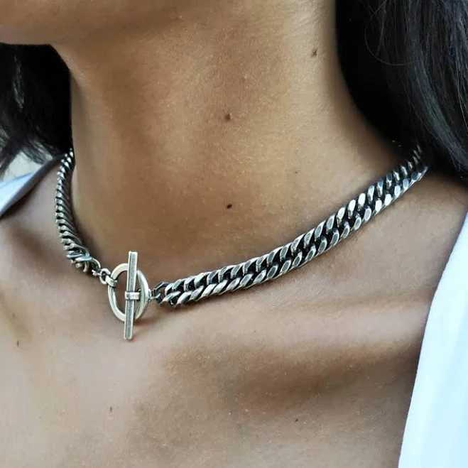 accessory Chunky Silver Chain Choker Necklace Etsy - Seller $95.2