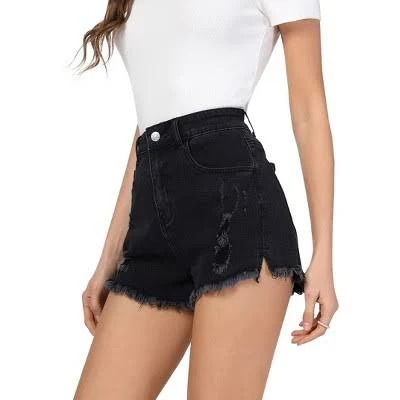 shorts Coolmee Women's Mid Rise Stretchy Frayed Raw Hem Denim Shorts Target $29.39