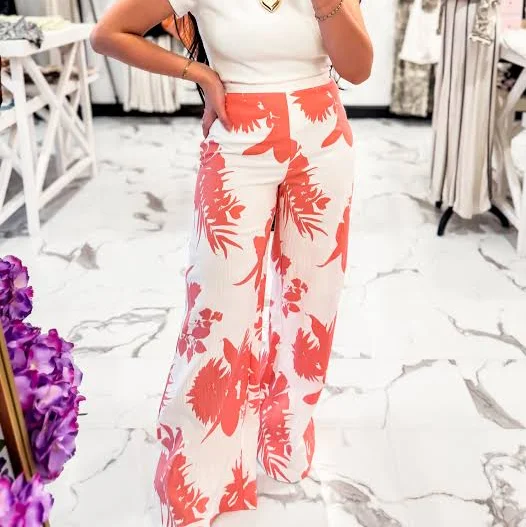 bottom Coral Crush Printed Pants Bella V Boutique $49