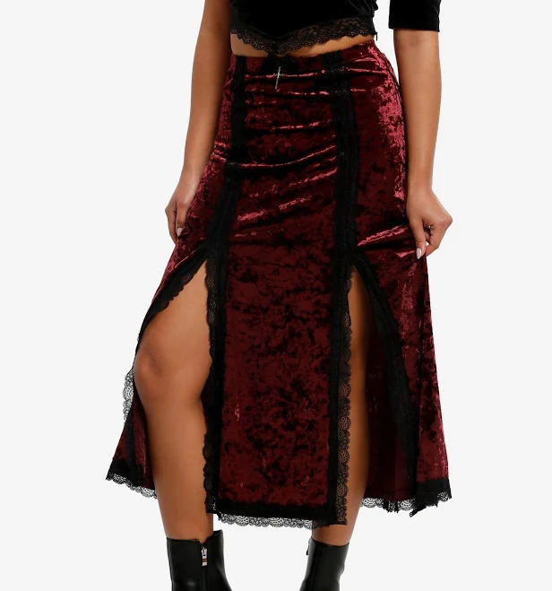 skirt Cosmic Aura Velvet Midi Skirt with Slit Hot Topic $29.52