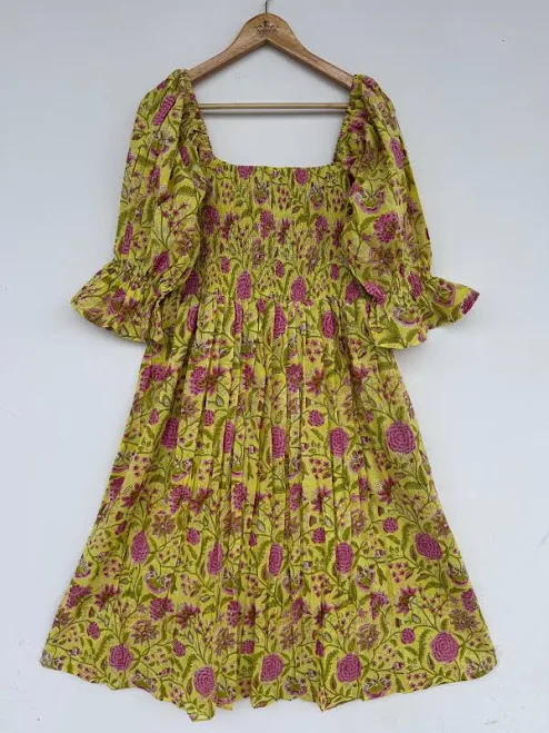 dress Cottagecore Floral Ruffle Sleeve Smocked Cotton Maxi Dress Etsy - Seller $48