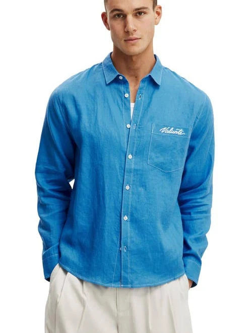 button down shirt Cotton On Men's Relaxed Linen Long Sleeve Shirt Nordstrom $79.99