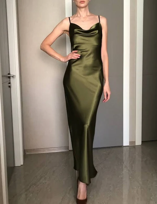 dress Cowl Neck Silk Satin Maxi Dress Etsy - Seller $145