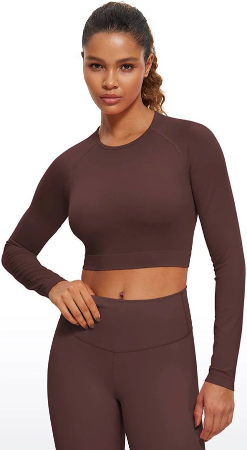 top CRZ YOGA Women's Seamless Slim Fit Cropped Long Sleeve crz yoga $28