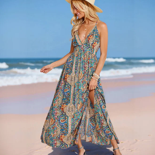 dress Cupshe Women's Boho Paisley Plunging Maxi Dress Cupshe.com $36