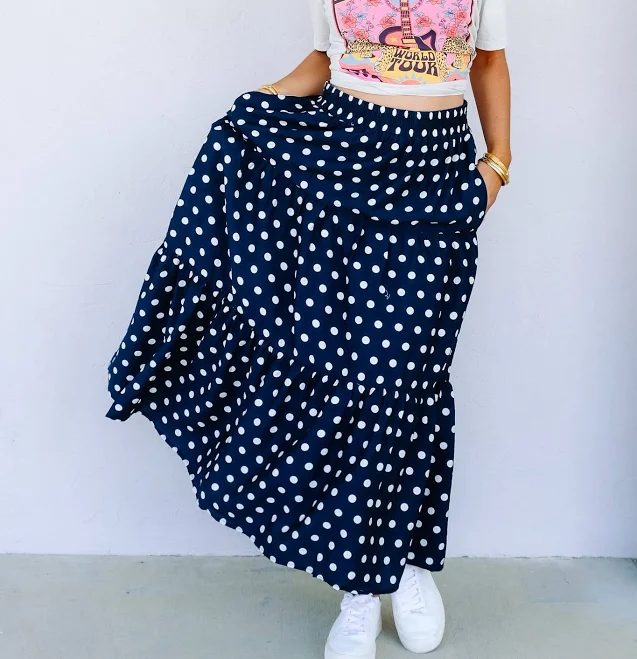 skirt Darcy Polka Dot Midi Skirt The Willow Tree Boutique $44.95