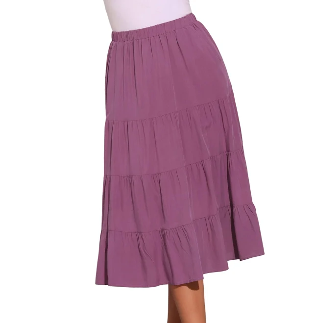 skirt Daring Diva Women's Midi Tiered Pleated Elastic Waist A-Line Skirt Walmart $32.99