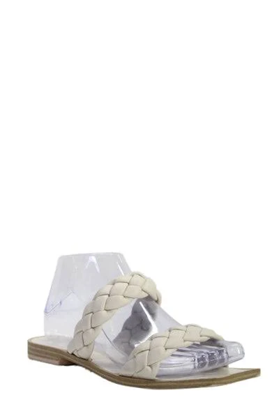 shoes Dolce Vita Womens Leather Braided Slide On Sandals Off White Size 6.5 Linda's Stuff $24.99