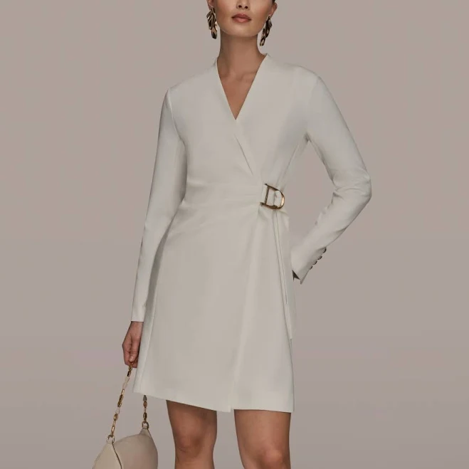 dress Donna Karan Women's Long-Sleeve V-Neck Wrap Mini Dress Macy's $119.4