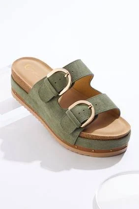 shoes Double Buckle Platform Sandals Cato Fashions $34.99
