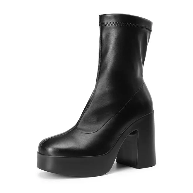 shoes Dream Pairs Stella Square Toe Platform Chunky Ankle Boots Dream Pairs $54.99