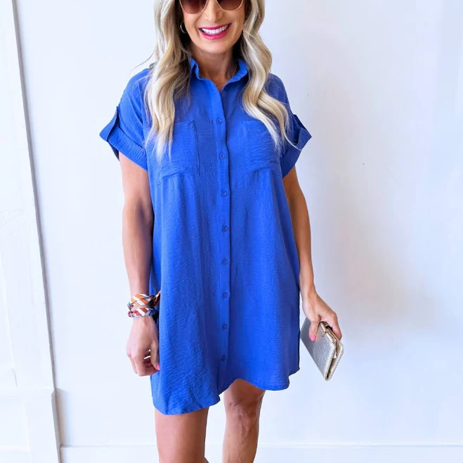 dress Drop Shoulder Button Up Shirt Dress The 308 Boutique $56