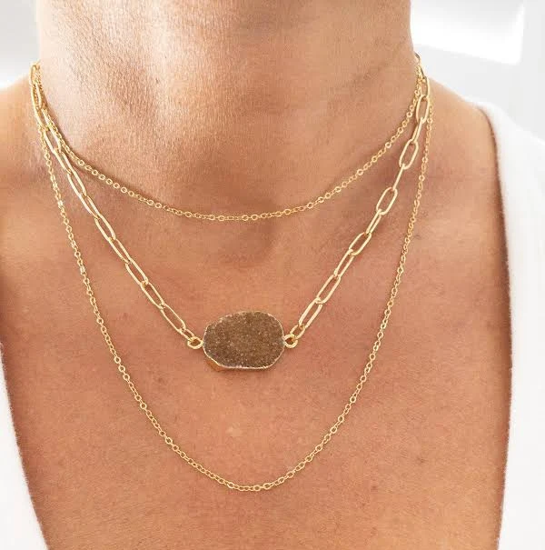 accessory Druzy Triple Layered Necklace Etsy - LaraBrittDesign $80
