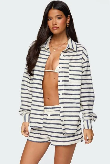 blouses Edikted Women's Collins Oversized Striped Button-Up Shirt edikted $22.2
