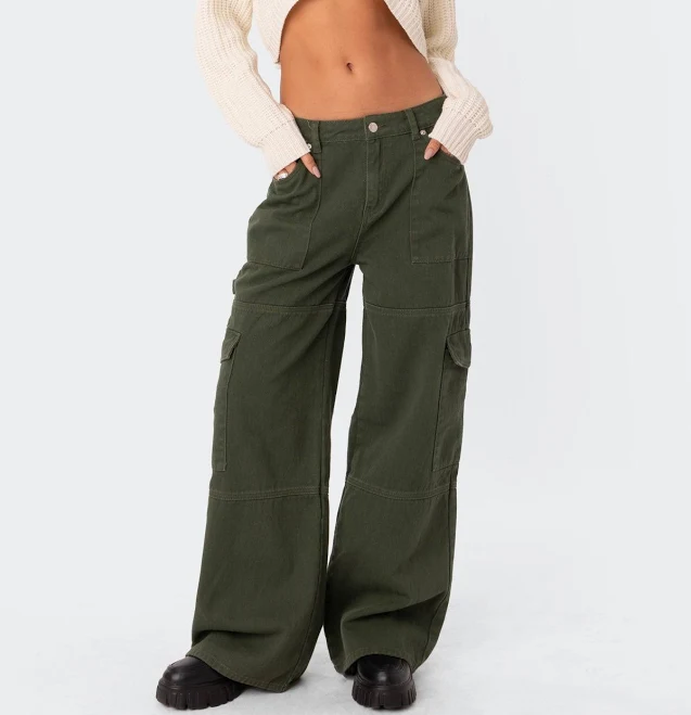pants Edikted Women's Ember Mid-Rise Denim Cargo Pants edikted $49