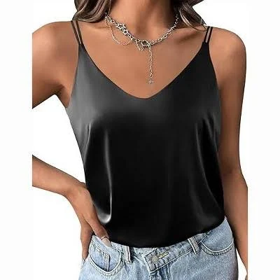 top Ekouaer Women's Silk Satin V-Neck Camisole Tank Tops Target $16.99