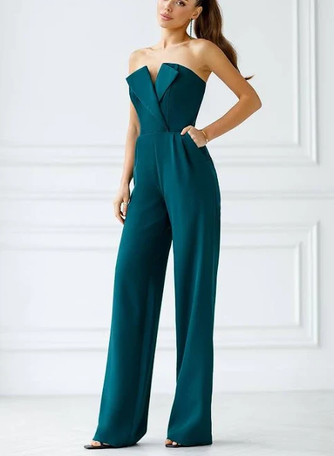jumpsuit ELAGIA Women's Strapless V-Neck Jumpsuit Elagia $119
