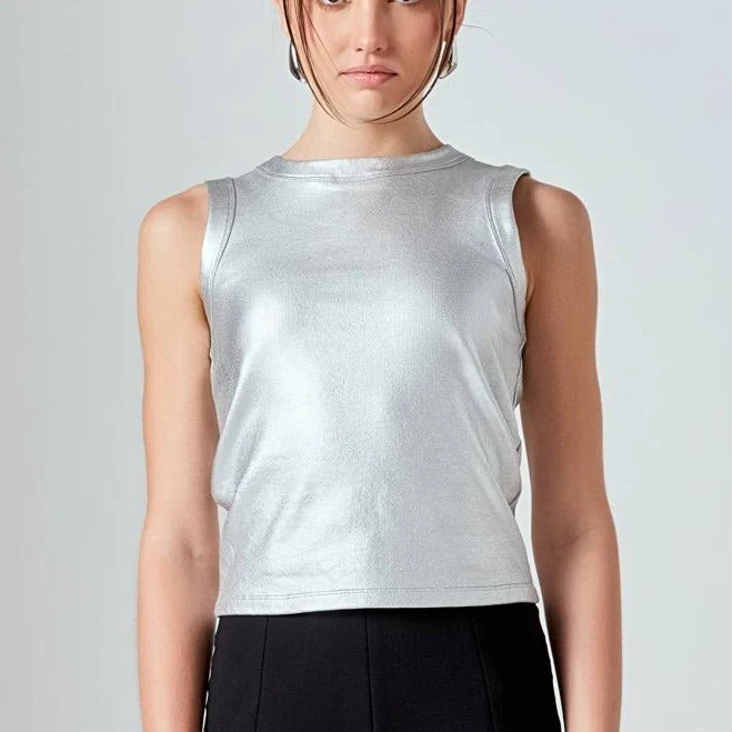 top Endless Rose Women's Metallic Ribbed Sleeveless Top Endless Rose $46