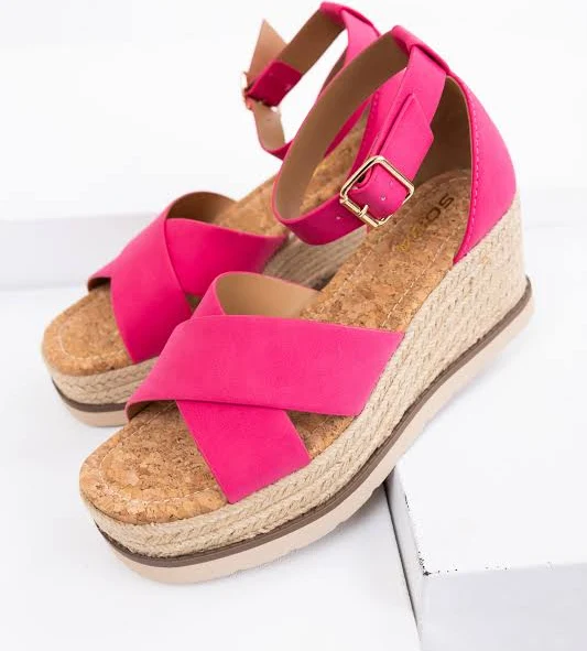 shoes Espadrille Platform Sandals with Cross Strap Lime Lush $20.95