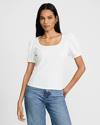 top Express Women's Crepe Scoop Neck Puff Sleeve T-Shirt Express $23.2