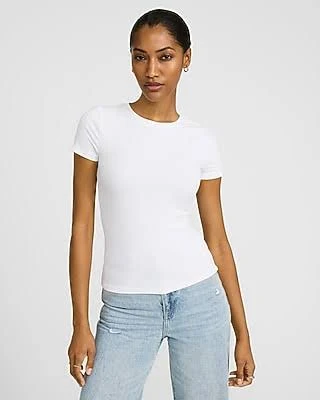 top Express Women's Essential Fitted Ribbed Crew Neck Short Sleeve T-Shirt Express $28