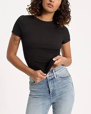 top Express Women's Fitted Ribbed Crew Neck Short Sleeve T-Shirt Express $9.97