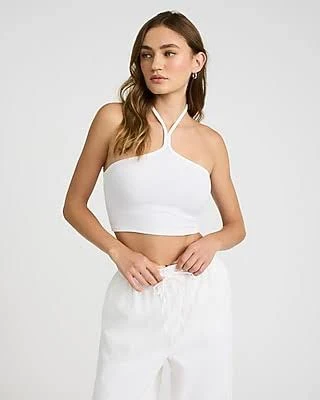 halter top Express Women's Fitted Ribbed Halter Crop Top Express $8.4