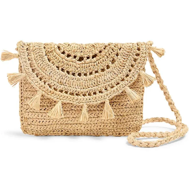 bag Faherty Women's Raffia Tassel Clutch Puritan Cape Cod $26.99