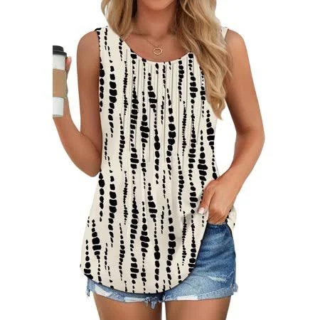 sleeveless top Fantaslook Women's Dressy Casual Sleeveless Pleated Tank Tops Walmart - Fantaslook $12.39