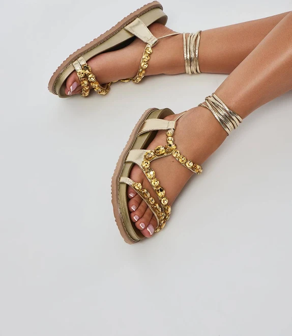 shoes Fashion Nova Santana Embellished Sandals Fashion Nova $27.99