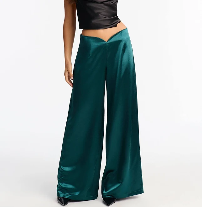 wide leg pants Fashion Nova Sweet Serenade Satin Wide Leg V Front Pants Fashion Nova $7.98