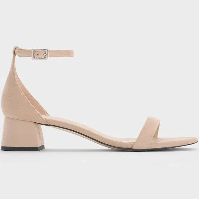 shoes - Faux Suede Block-heel Ankle-strap Sandals In Nude ModeSens $59