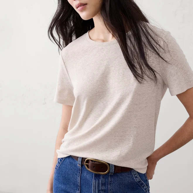 top Flax Women's Linen-Blend T-Shirt Banana Republic Factory $24