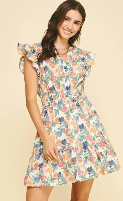 dress Floral Cap Sleeve Mini Dress Monkee's of Louisville $108