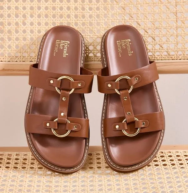 shoes Friends Like These Faux Leather Chunky Footbed Sandals Next USA $75