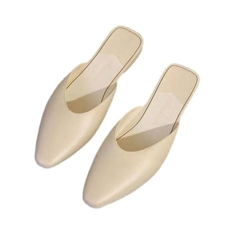 shoes Fshiont Mules for Woman Comfortable Pointed Toe Backless Loafers Flat Mule Business Casual Shoes Slides Slip on Beige 40, Women's Walmart - Fshiont $12.59