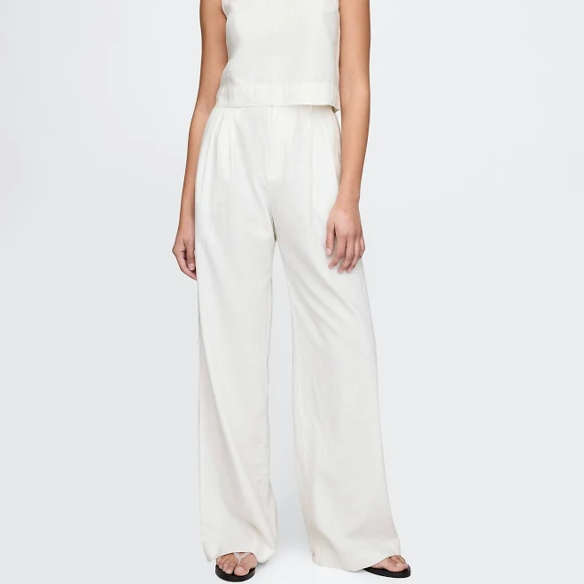 wide leg pants Gap Women's 365 High Rise Linen-Blend Trousers Gap $44