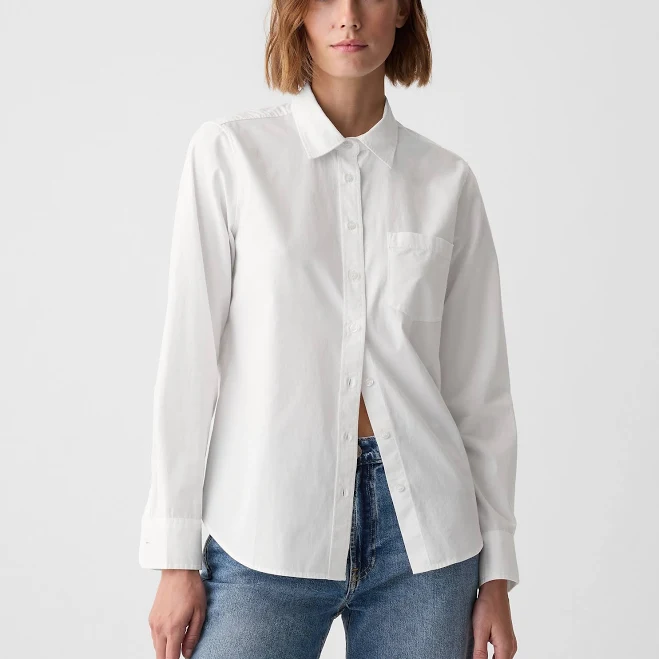 top Gap Women's Organic Cotton Poplin Classic Shirt Gap $35
